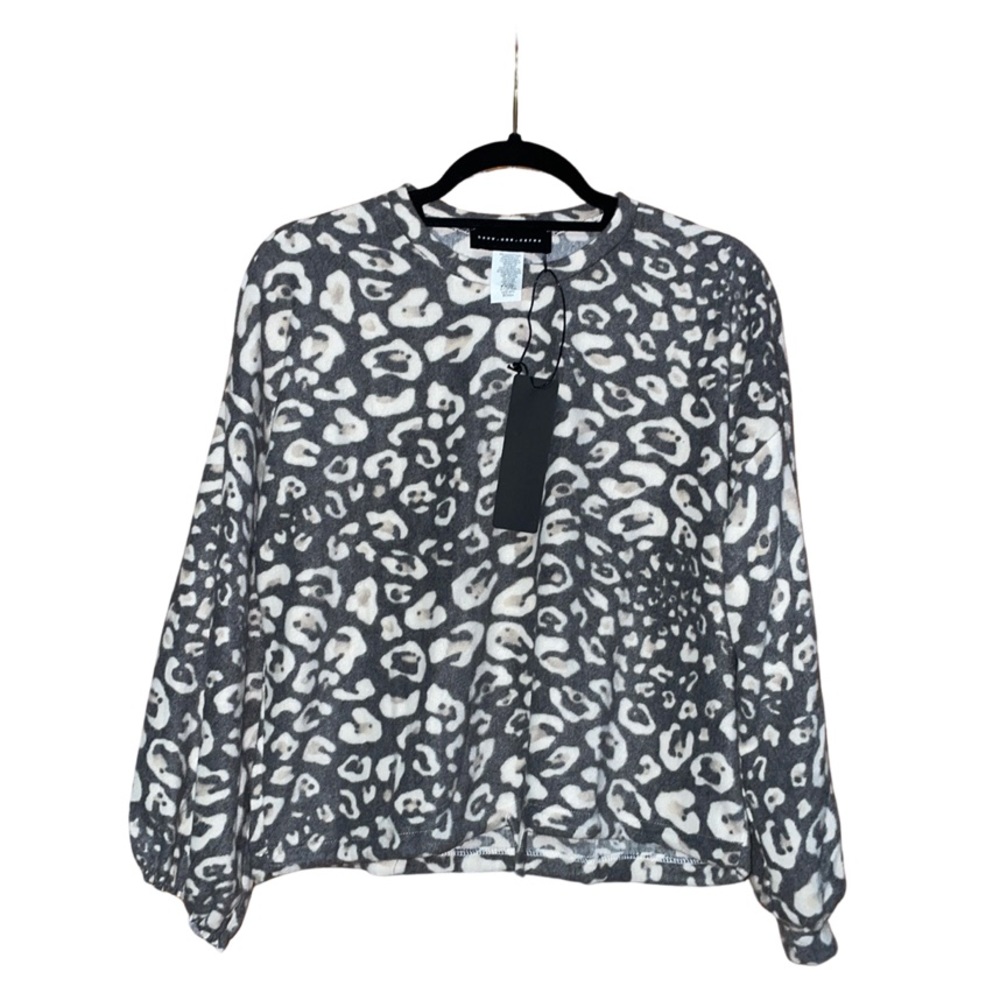 NWT Know One Cares Leopard Fleece - Grey & White - Size S